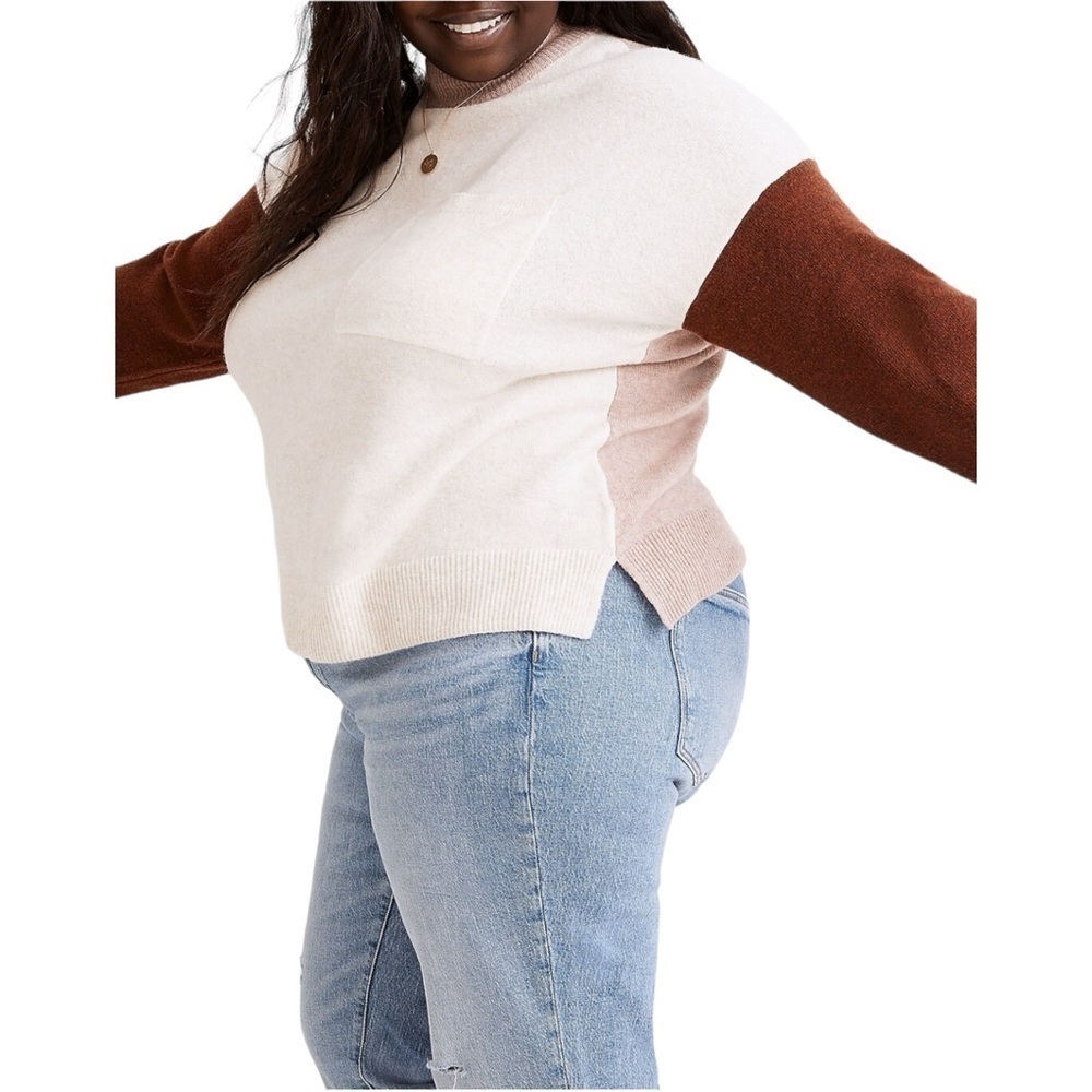 Madewell Plus Redmond Mockneck Pocket Sweater in Colorblock 3X